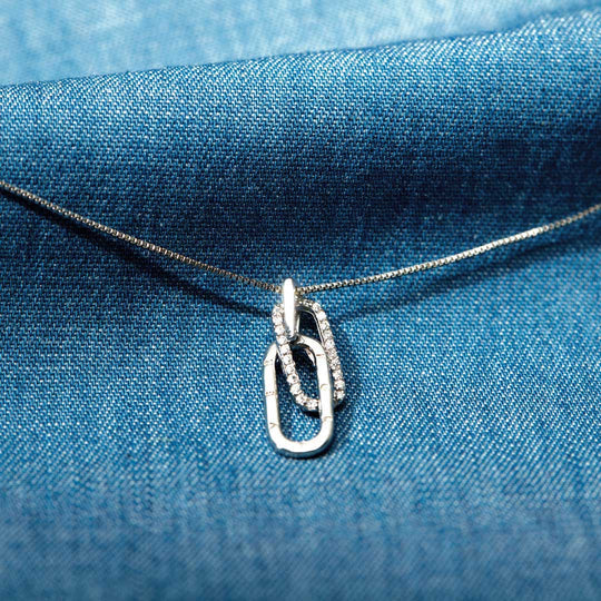 Mother & Daughter Linked Rectangle Interlocking Necklace